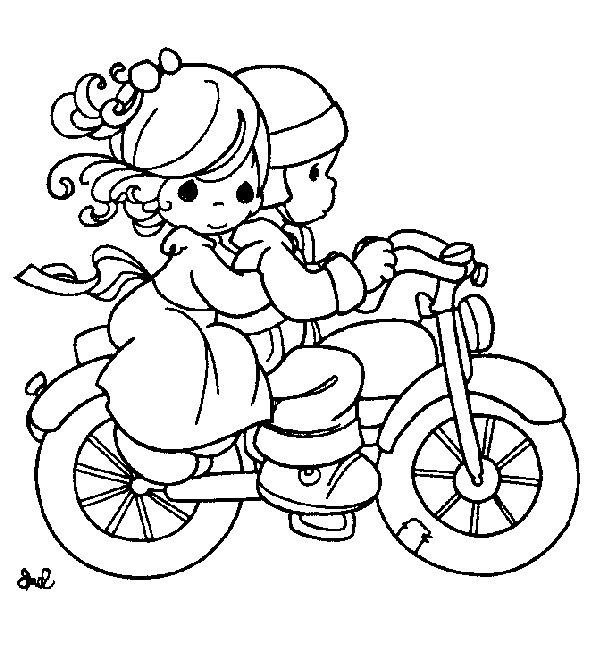 coloriage moments precieux les amoureux en moto